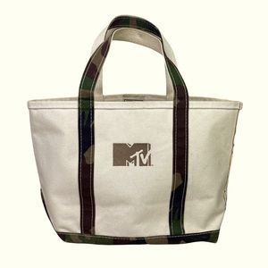 L.L. Bean MTV Rare Collectible Unisex Tote Bag Beige Neutral Camo Camouflage